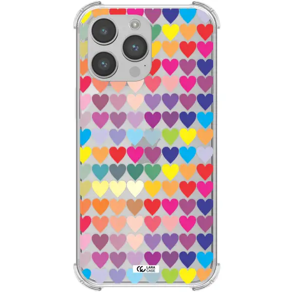 a colorful heart pattern Apple iPhone 14 pro max Clear PC Case