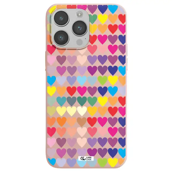 a colorful heart pattern Apple iPhone 14 pro Silicone pastel pink Case