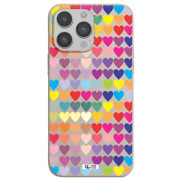 a colorful heart pattern Apple iPhone 14 pro Silicone Stone Case