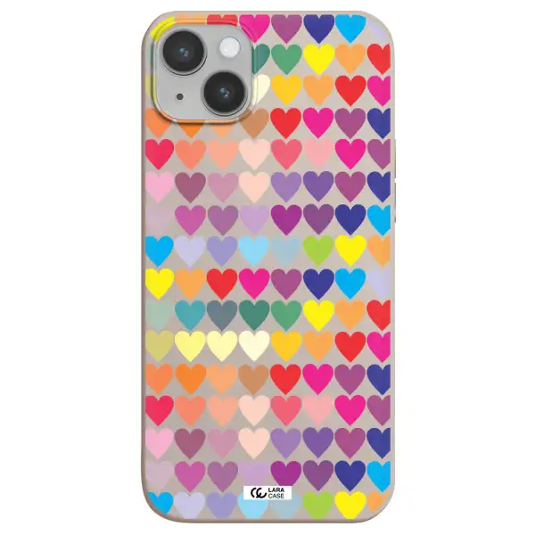 a colorful heart pattern Apple iPhone 14 Silicone Stone Case