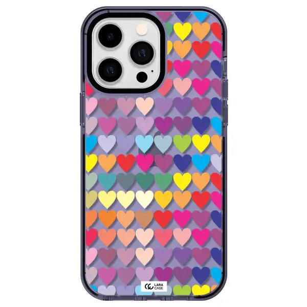 a colorful heart pattern Apple iPhone 15 Pro impact Lilac Case