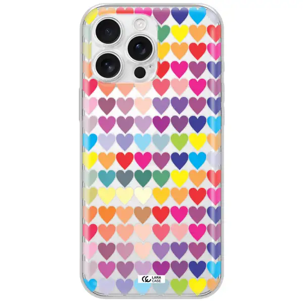 A Colorful Heart Pattern Apple Iphone 16 Pro Max Clear Tpu Case
