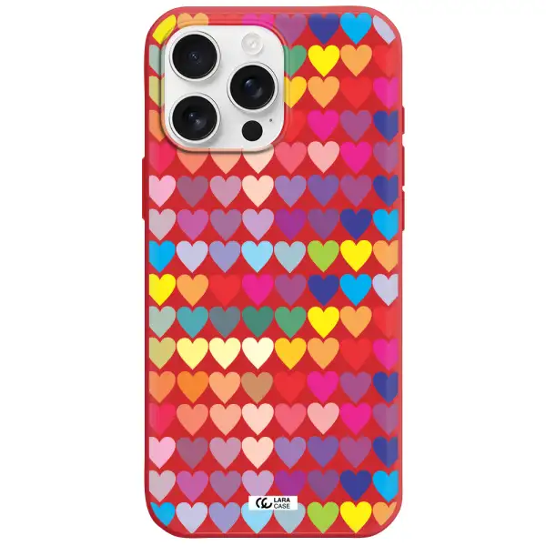 A Colorful Heart Pattern Apple Iphone 16 Pro Max Silicone Stone Case