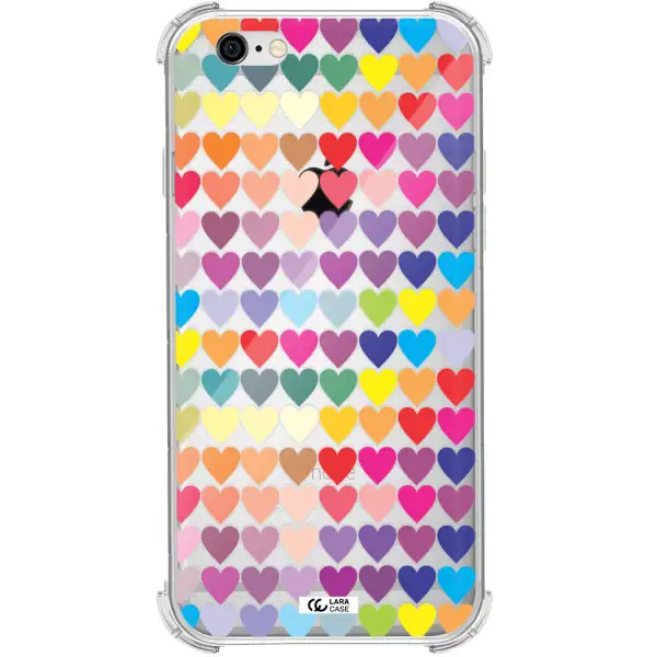 a colorful heart pattern Apple iPhone 6 Clear PC Case
