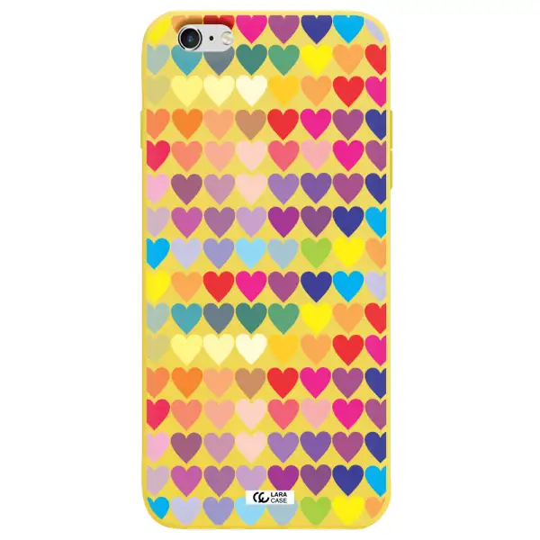 a colorful heart pattern Apple iPhone 6 s plus Silicone canary yellow Case