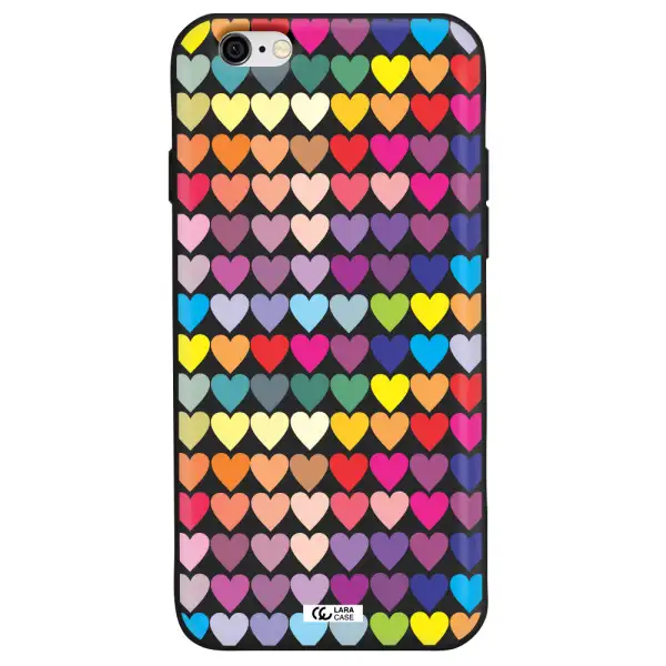 a colorful heart pattern Apple iPhone 6 Silicone black Case