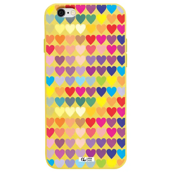 a colorful heart pattern Apple iPhone 6 Silicone canary yellow Case