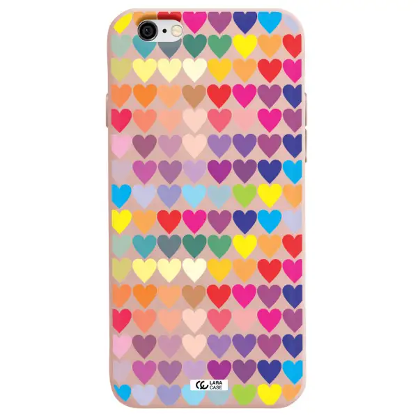 a colorful heart pattern Apple iPhone 6 Silicone pastel pink Case