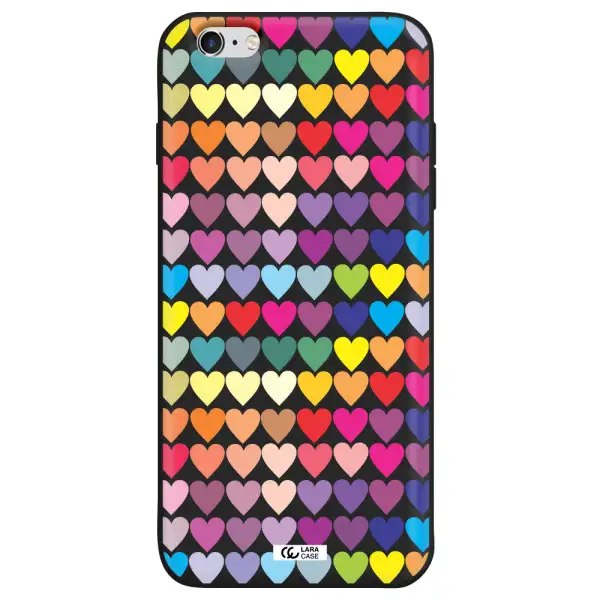 a colorful heart pattern Apple iPhone 6S Silicone black Case