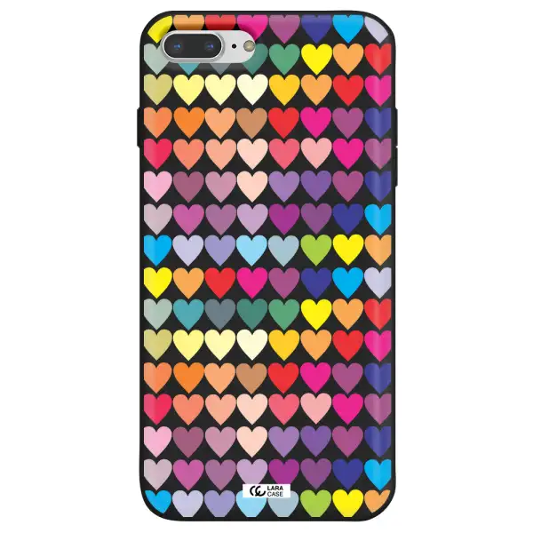 a colorful heart pattern Apple iPhone 7 plus Silicone black Case