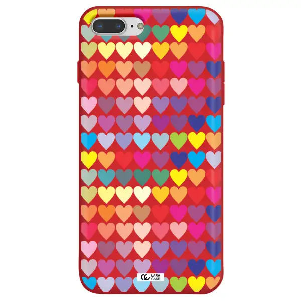 a colorful heart pattern Apple iPhone 7 plus Silicone Imperial Red Case