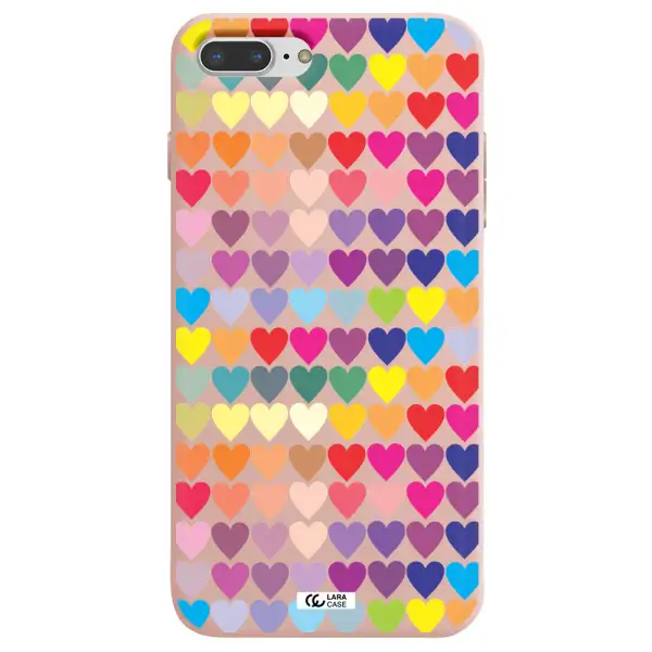 a colorful heart pattern Apple iPhone 7 plus Silicone pastel pink Case