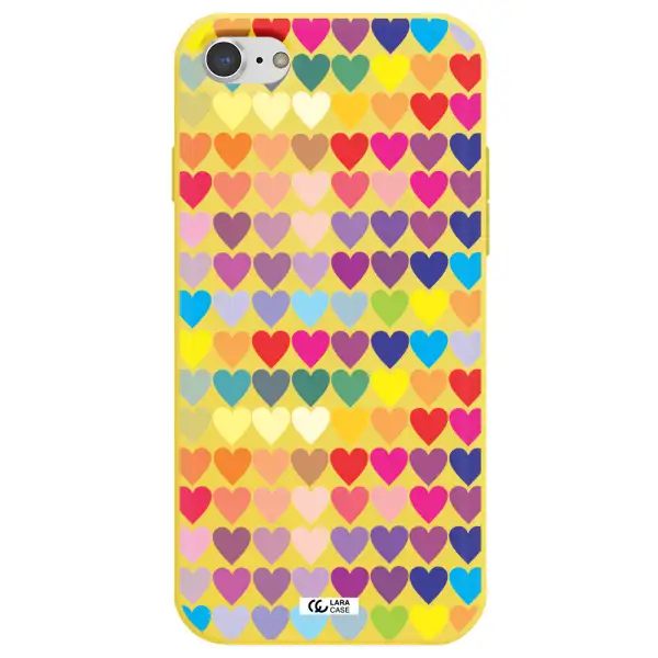a colorful heart pattern Apple iPhone 7 Silicone canary yellow Case