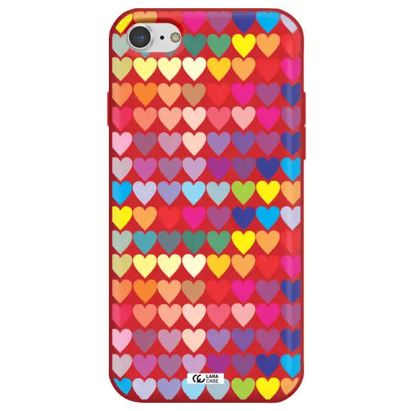 a colorful heart pattern Apple iPhone 7 Silicone Imperial Red Case