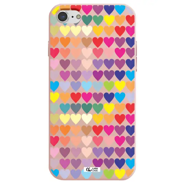 a colorful heart pattern Apple iPhone 7 Silicone pastel pink Case