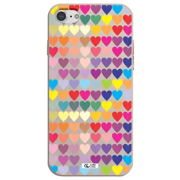 a colorful heart pattern Apple iPhone 7 Silicone Stone Case