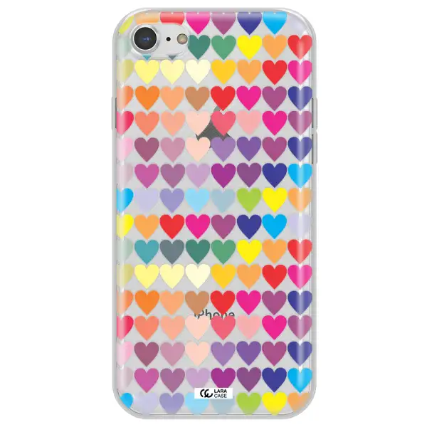 a colorful heart pattern Apple iPhone 8 Clear TPU Case