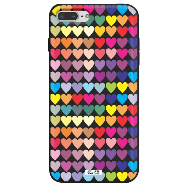 a colorful heart pattern Apple iPhone 8 plus Silicone black Case