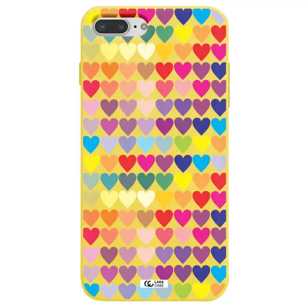 a colorful heart pattern Apple iPhone 8 plus Silicone canary yellow Case