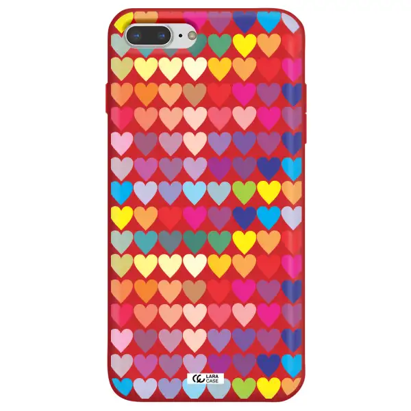 a colorful heart pattern Apple iPhone 8 plus Silicone Imperial Red Case