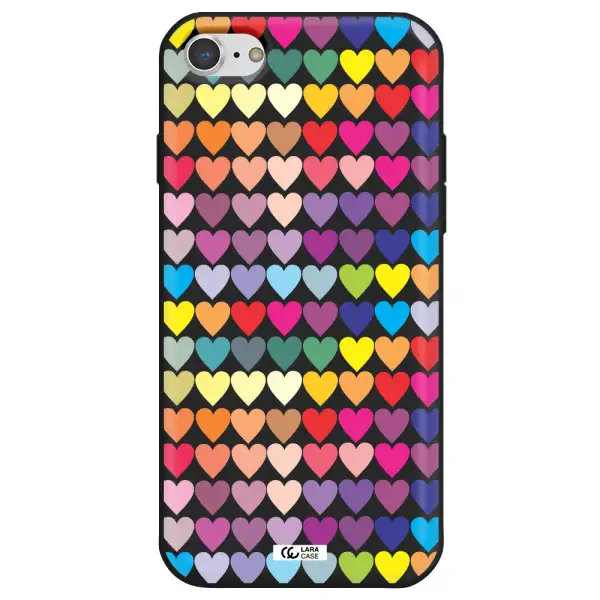 a colorful heart pattern Apple iPhone 8 Silicone black Case