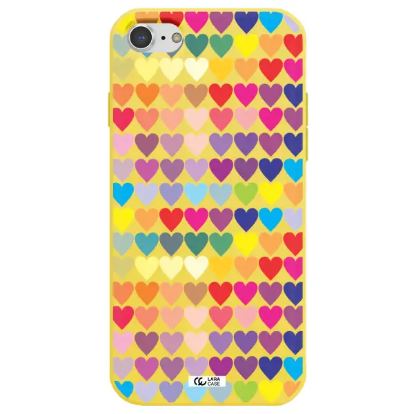 a colorful heart pattern Apple iPhone 8 Silicone canary yellow Case