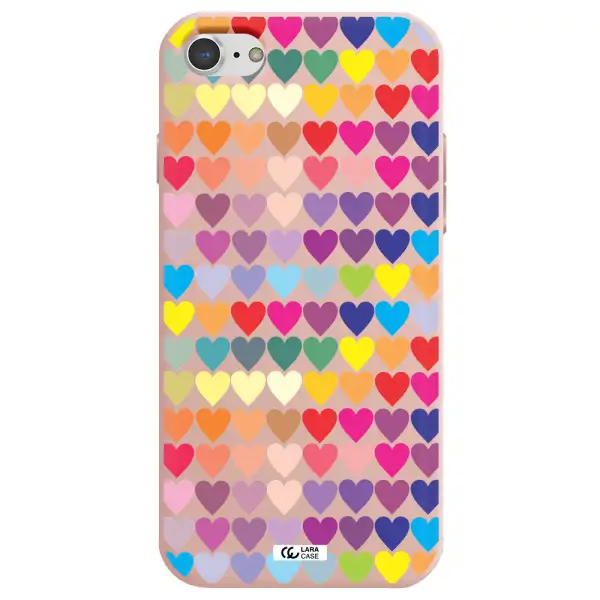 a colorful heart pattern Apple iPhone 8 Silicone pastel pink Case