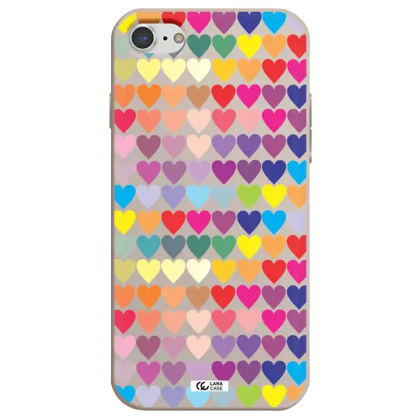 a colorful heart pattern Apple iPhone 8 Silicone Stone Case