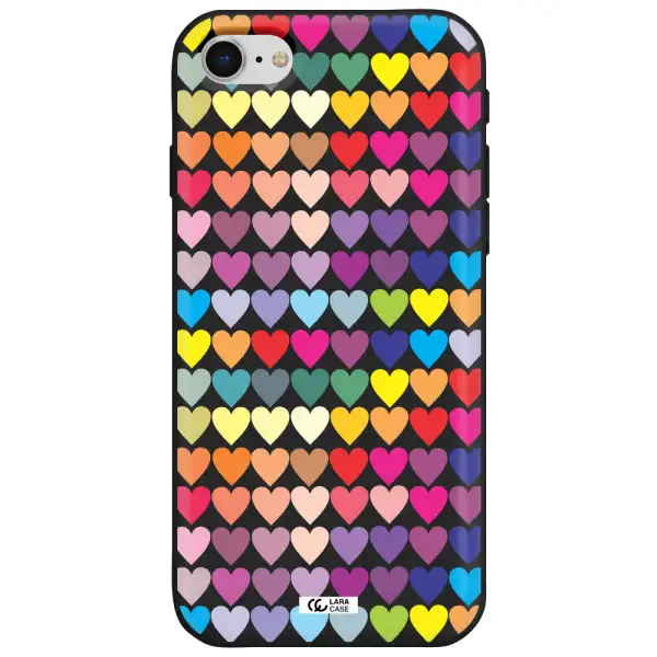 a colorful heart pattern Apple iPhone se 2020 Silicone black Case