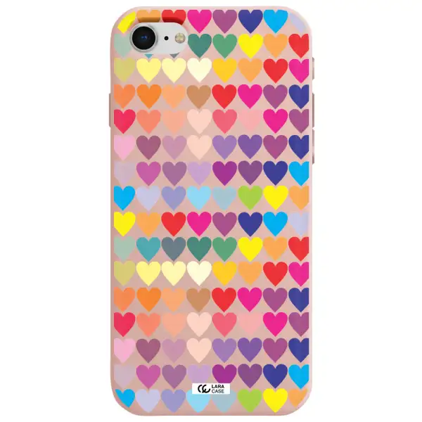 a colorful heart pattern Apple iPhone se 2020 Silicone pastel pink Case