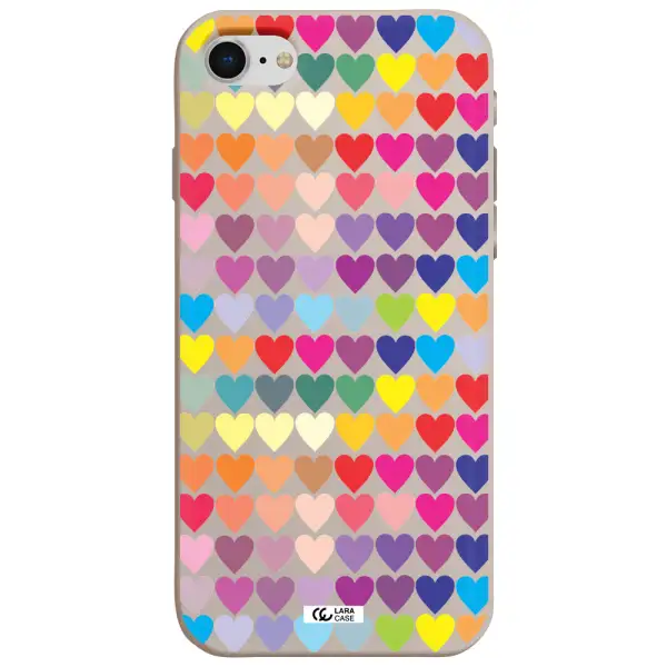 a colorful heart pattern Apple iPhone se 2020 Silicone Stone Case
