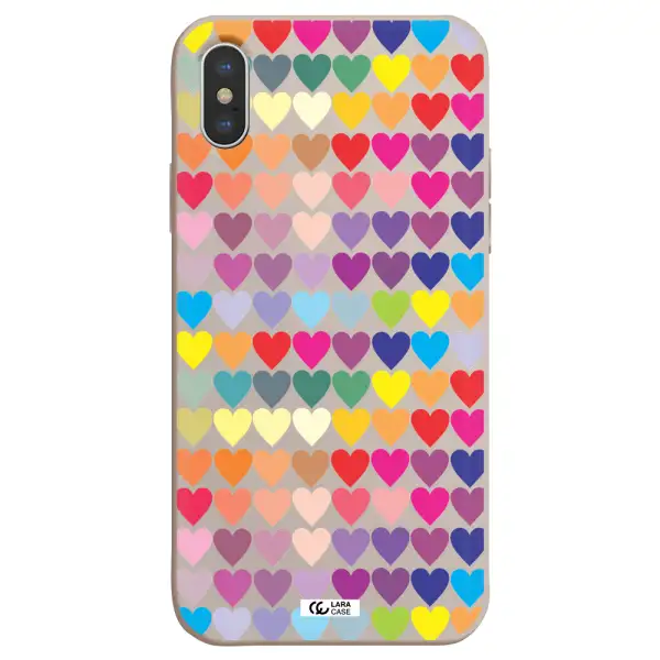a colorful heart pattern Apple iPhone X Silicone Stone Case