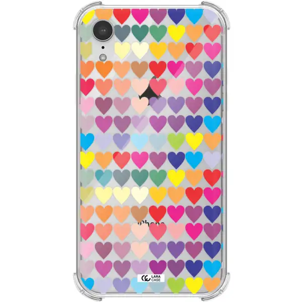 a colorful heart pattern Apple iPhone XR Clear PC Case