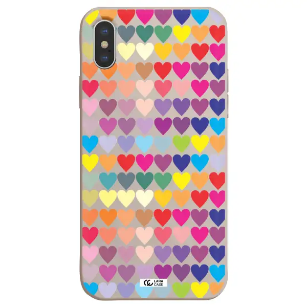 a colorful heart pattern Apple iPhone XS Silicone Stone Case