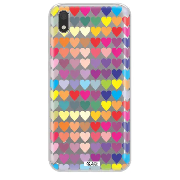 a colorful heart pattern Huawei Honor 8S Clear TPU Case