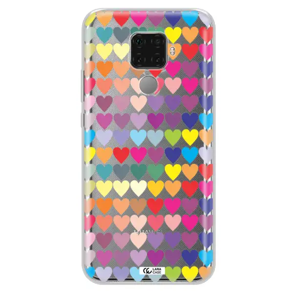 a colorful heart pattern Huawei Mate 30 Lite Clear TPU Case