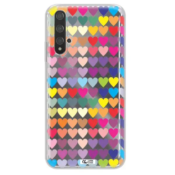 a colorful heart pattern Huawei Nova 5t Clear TPU Case