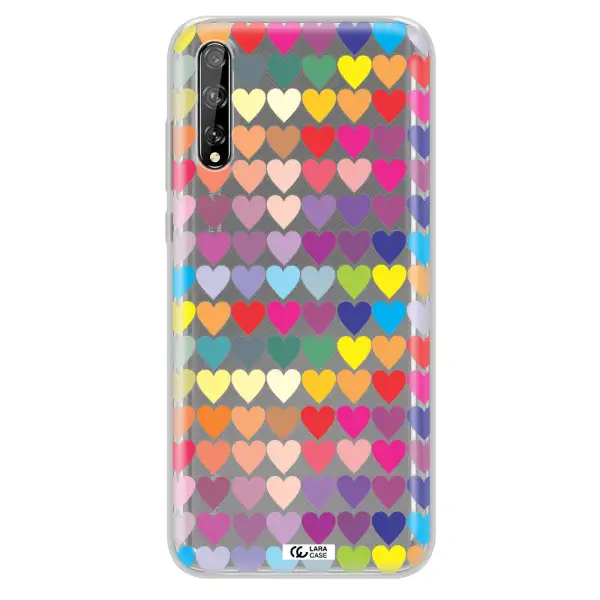 a colorful heart pattern Huawei P Smart S Clear TPU Case