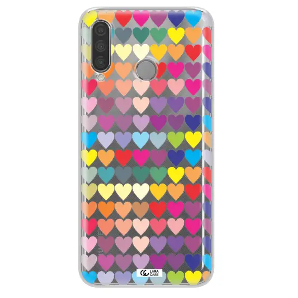 a colorful heart pattern Huawei P30 Lite Clear TPU Case