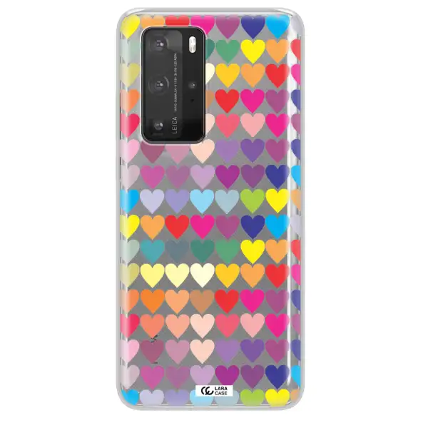 a colorful heart pattern Huawei P40 Pro Clear TPU Case