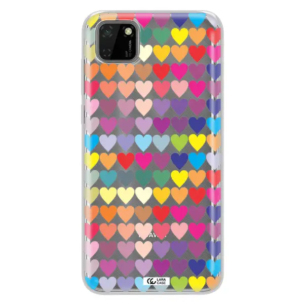 a colorful heart pattern Huawei Y5P Clear TPU Case