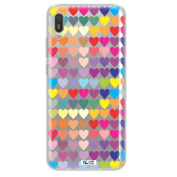 a colorful heart pattern Huawei Y6 Pro 2019 Clear TPU Case