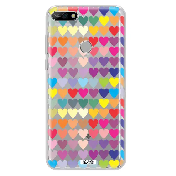 a colorful heart pattern Huawei Y7 2018 Clear TPU Case
