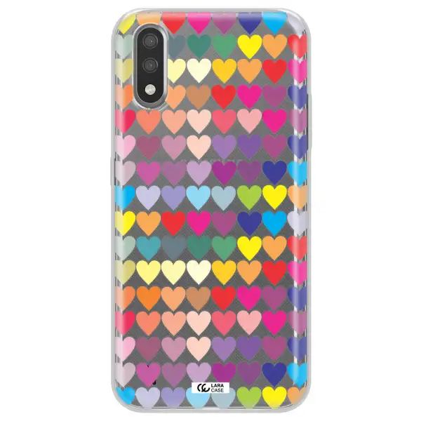 a colorful heart pattern Samsung A01 Clear TPU Case