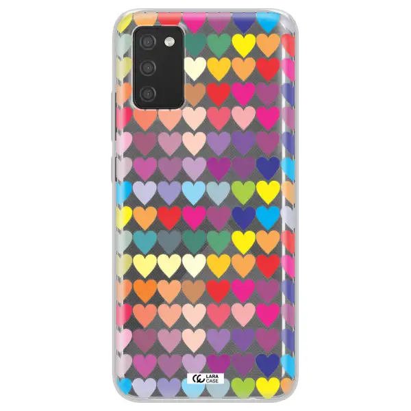 a colorful heart pattern Samsung A02S Clear TPU Case