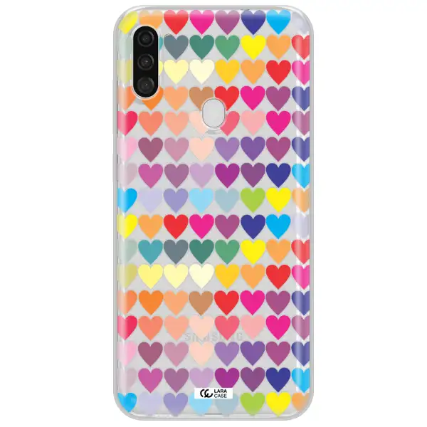 a colorful heart pattern Samsung A11 Clear TPU Case