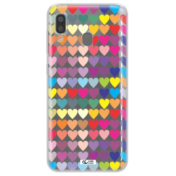 a colorful heart pattern Samsung A20 Clear TPU Case