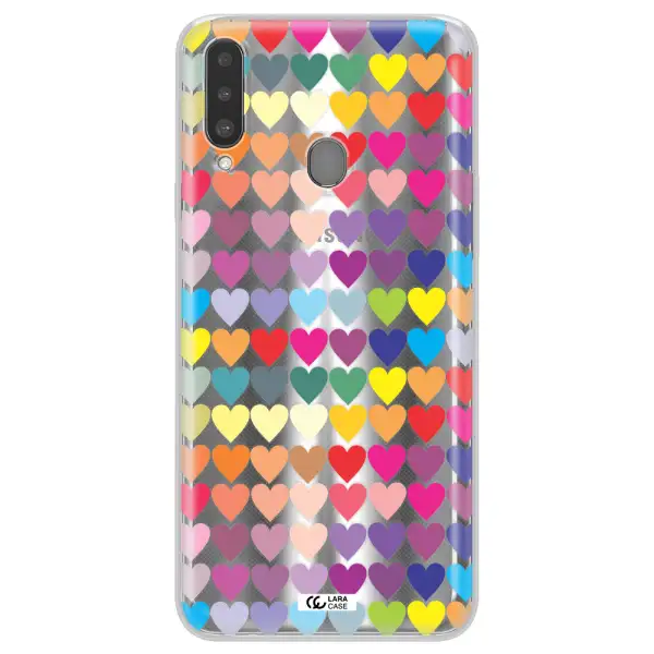 a colorful heart pattern Samsung A20S Clear TPU Case