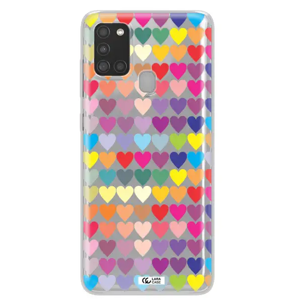 a colorful heart pattern Samsung A21S Clear TPU Case