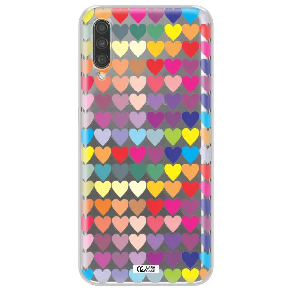 a colorful heart pattern Samsung A30S Clear TPU Case